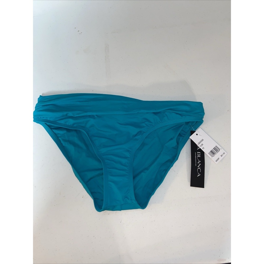LA Blanca Hipster Swimsuit 10 Island Godess Turquoise Women's Beach Bottom